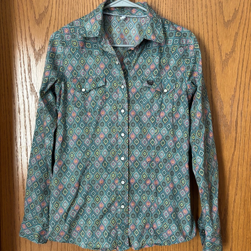 Cinch women’s western button up blouse shirt snap buttons sz medium